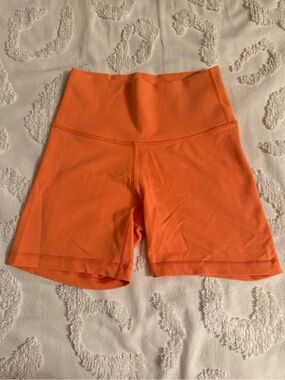 Aritzia High-Rise Orange Bike Shorts